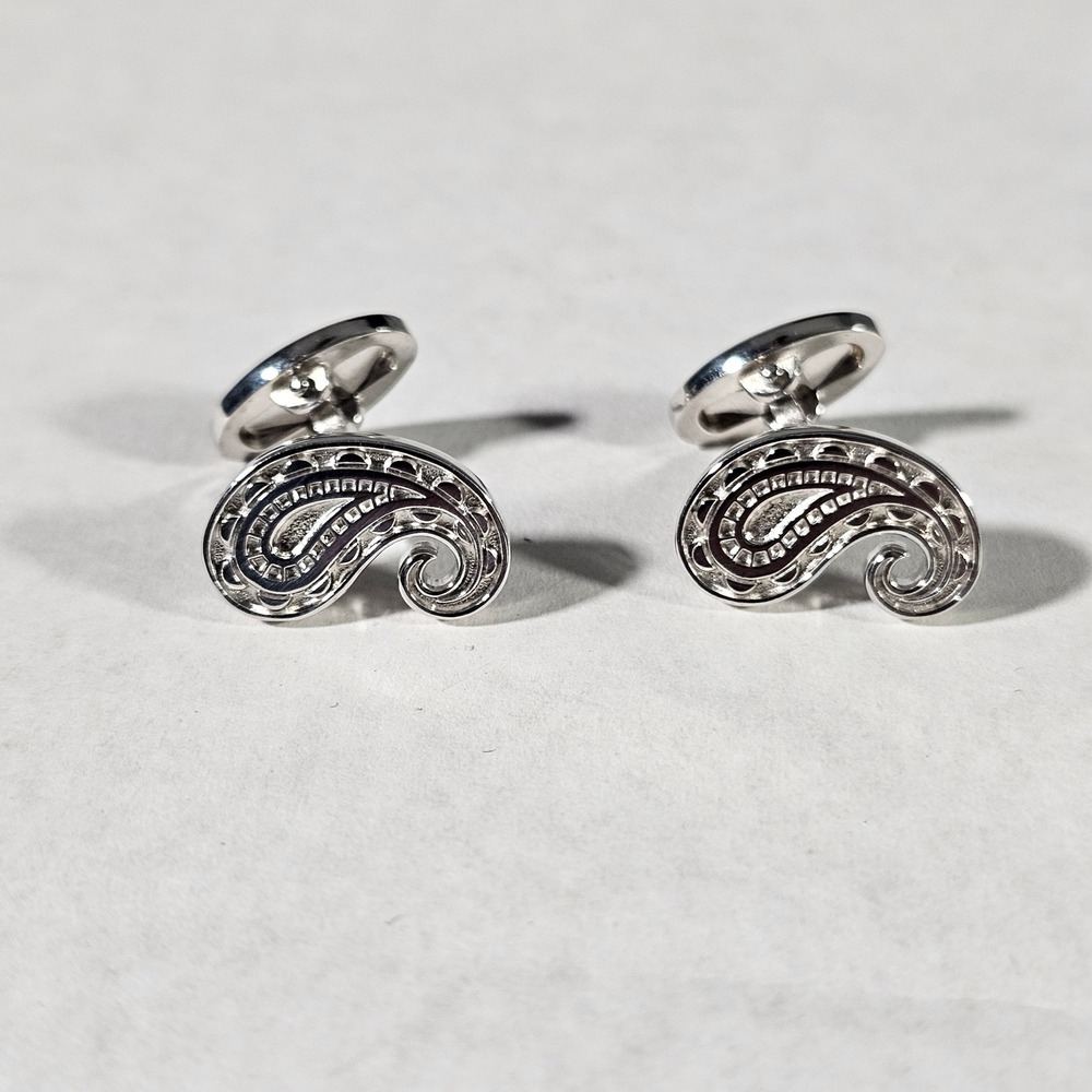 Jan Leslie Cufflinks Mens OS Silver Sterling 925 Paisley Openwork Filigree